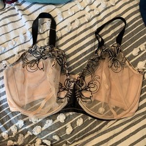 Cacique unlined pink and black bra 42H